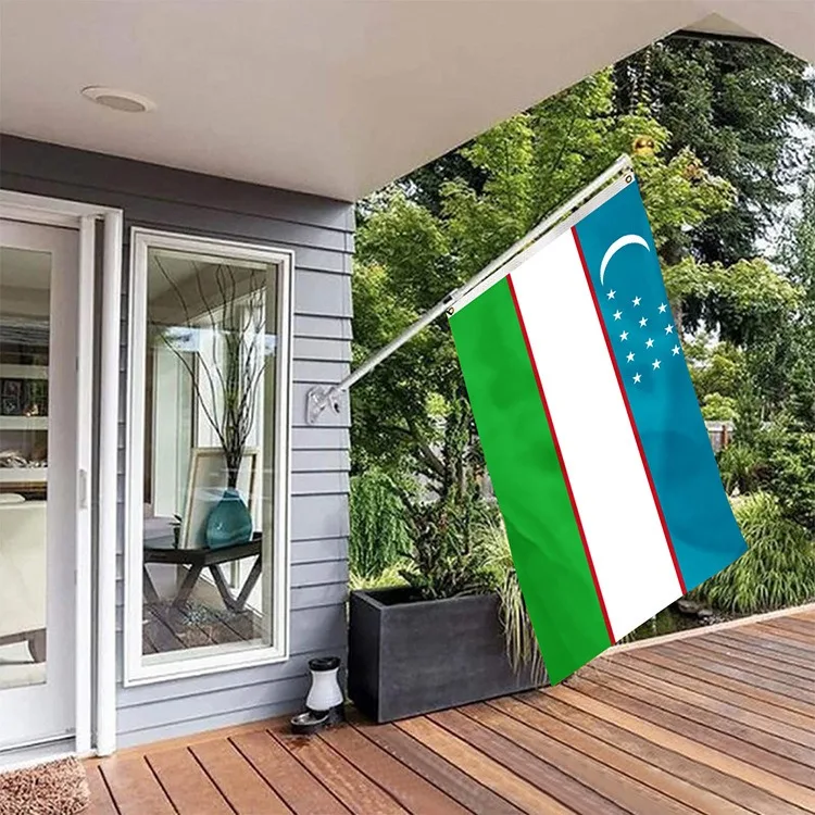 High Quality Custom Print Uzbekistan National Flag