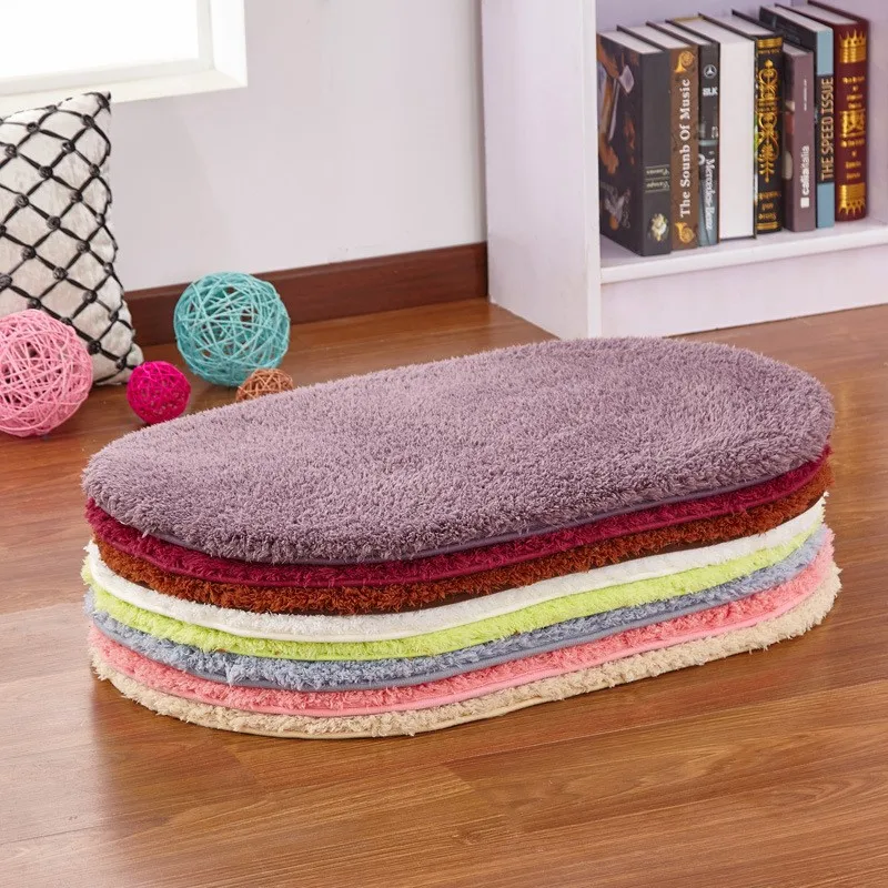 Wholesale household wool bedroom oval carpet living room bathroom kitchen non-slip shaggy  foot rug