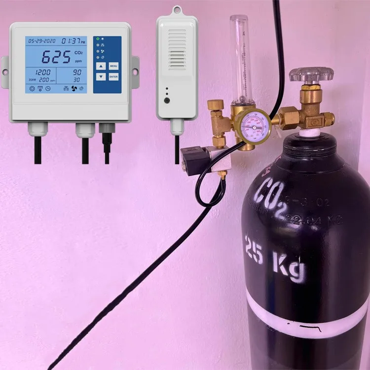 Digital plant farm mushroom growing chamber tent 10000ppm CO2 ppm temp humidity co2 generator monitor controller