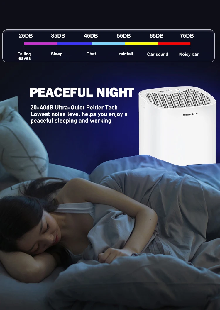 Оптовая продажа, 800 мл, бытовой портативный бесшумный очиститель воздуха для спальни, маленький влагостойкий осушитель с подсветкой RGD