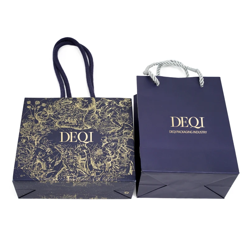 Offset printing custom luxury boutique jewellery big brand store paper tote shopping retail gift bag with handle for packaging