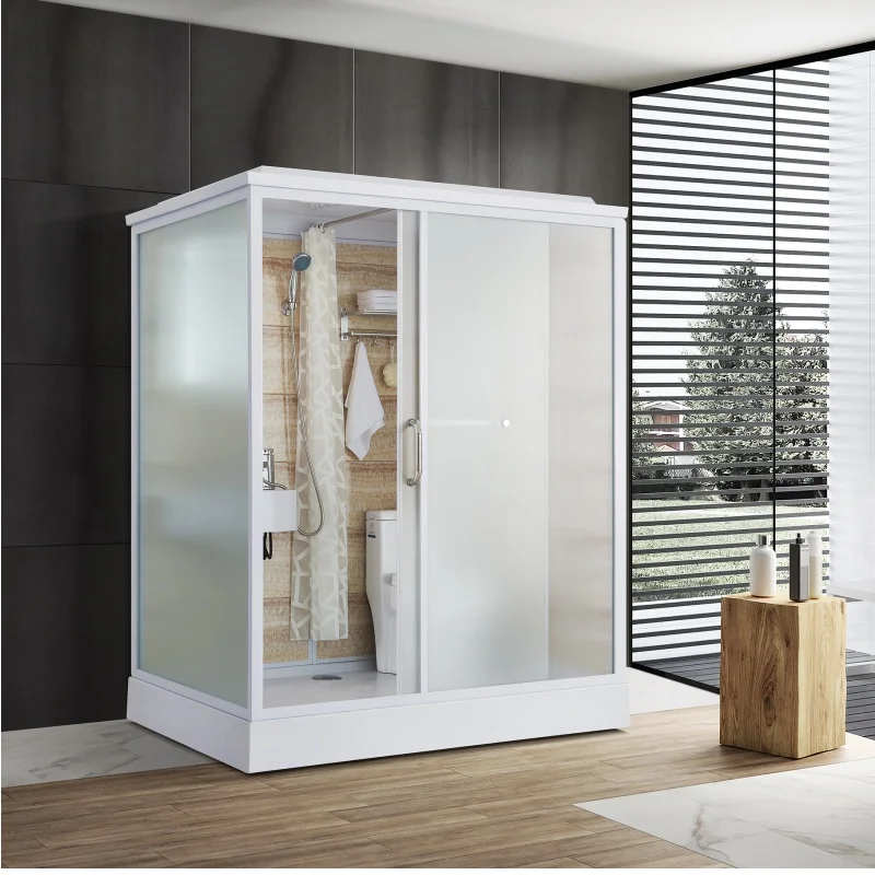 Modern Complete Integrated Shower Cubicle Prefabricated Modular Toilet Basin Sliding Folding Open Style Aluminium Bathroom Unit