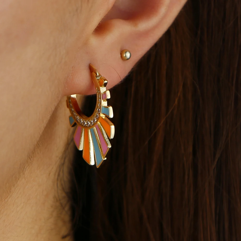 promotion pastel colorful enamel spikes geometric women fashion earring jewelry in stock