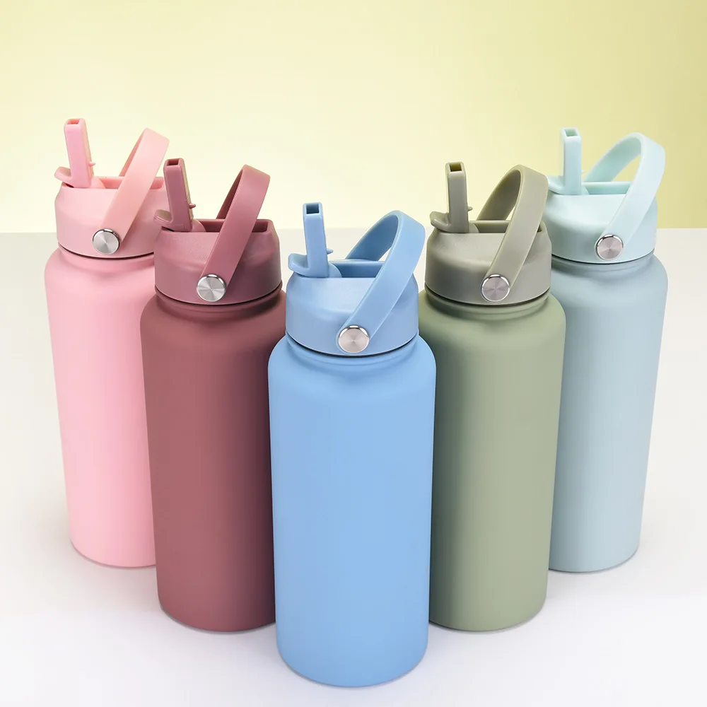 Water Bottle Wide Mouth Double Wall Sports Water Bottle With Straw And Lid Large Capacity Best Selling Products 2024