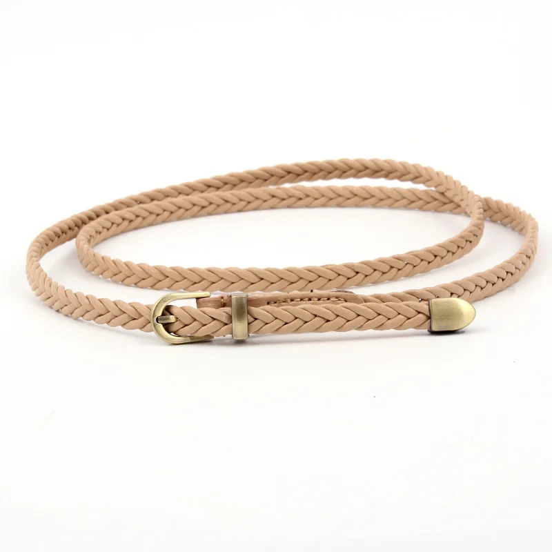 2021 fashion ladies leather tie belt fashion braided leather belt