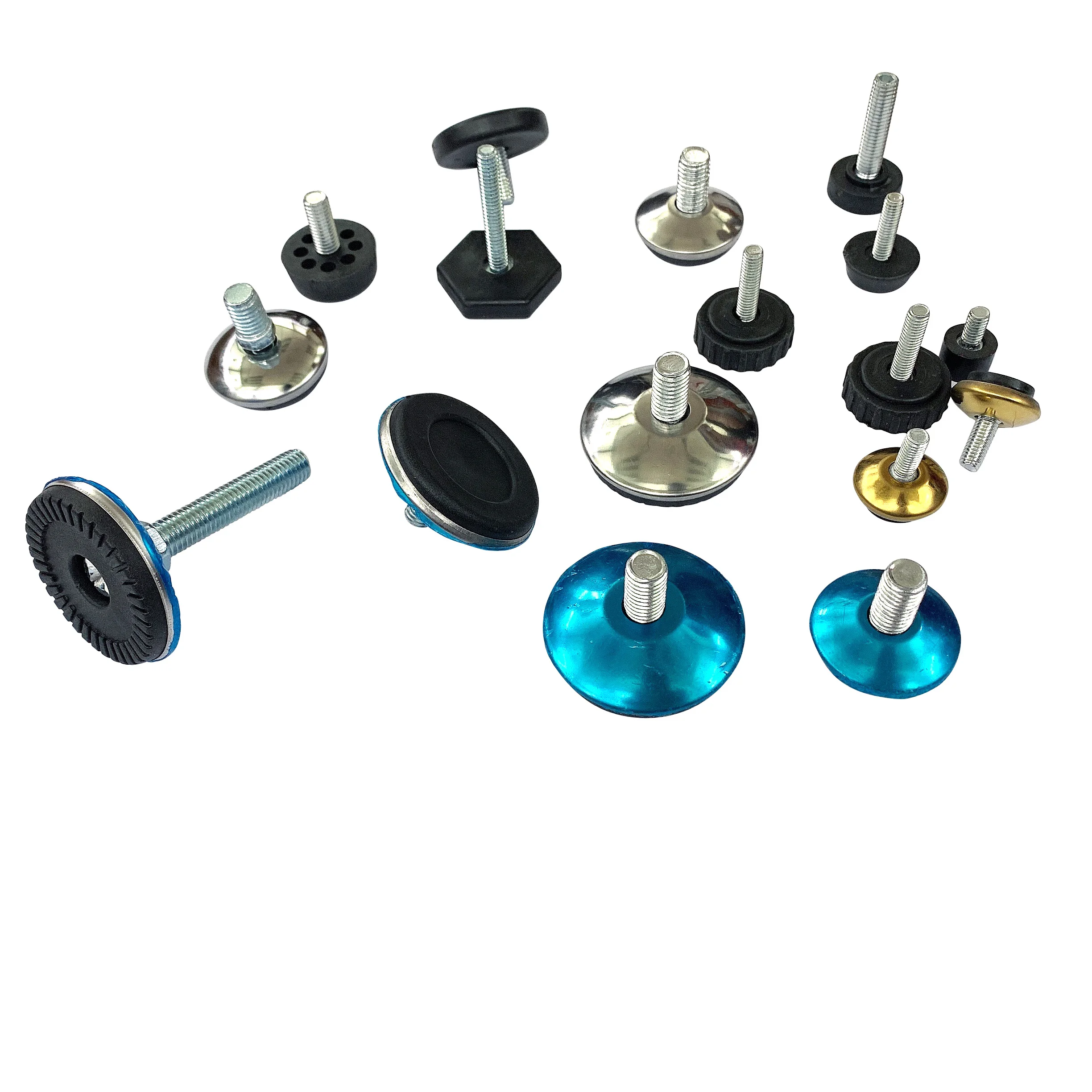 Round black M8 metal screw table height adjusters