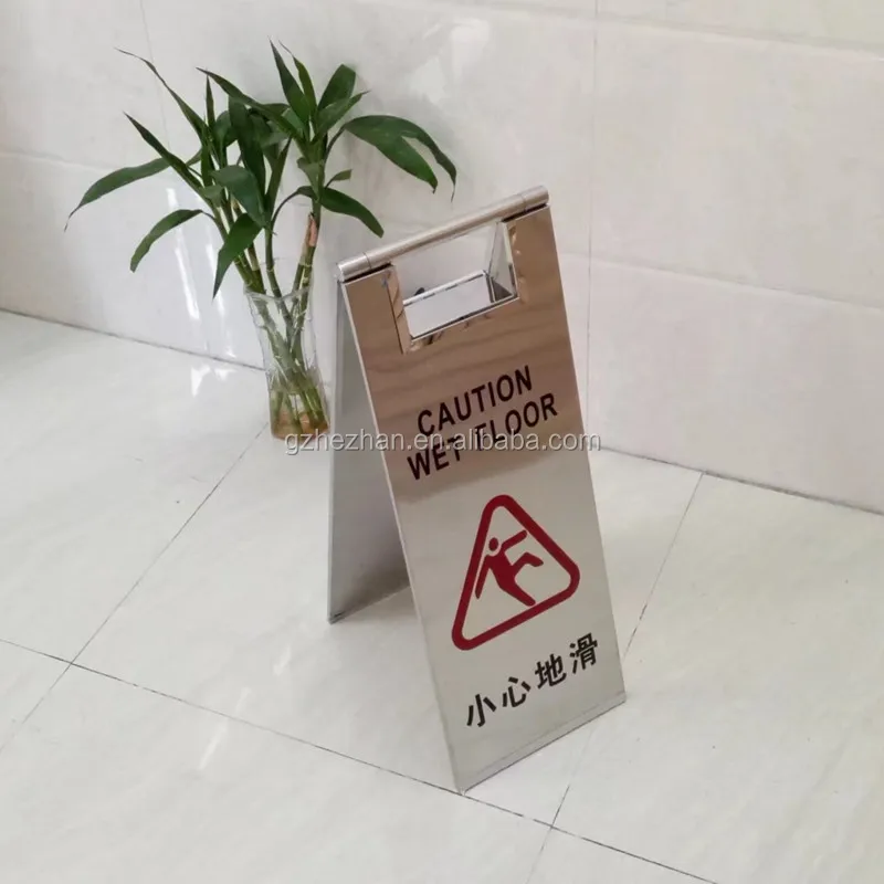 
Stainless steel Folding Caution Wet Floor Sigan Stand Hotel Indoor / Outdoor Used 