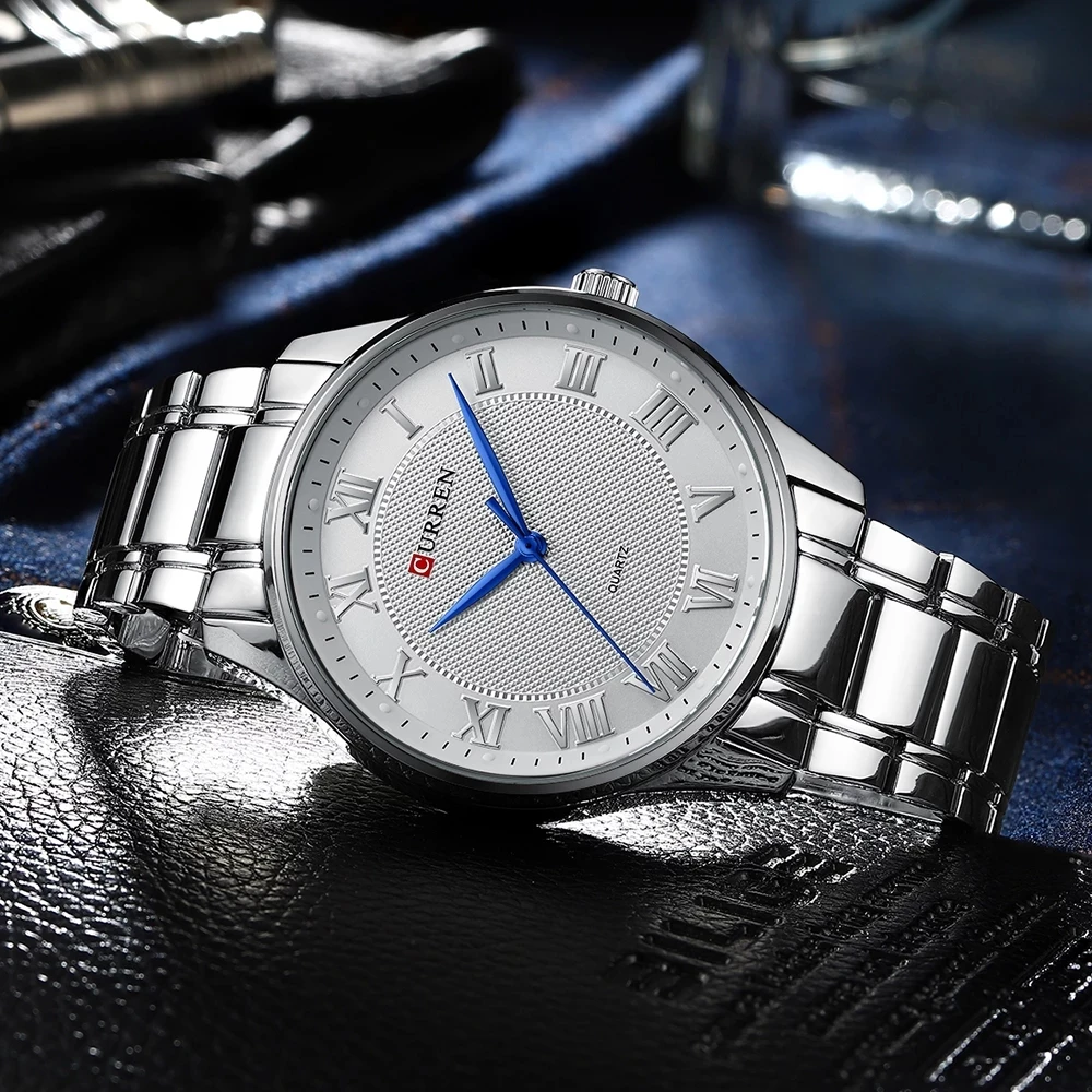 Classic Casual Watch for Men with Stainless Steel Band Simple Quartz Wristwatches with Rome Numbers for Business Man