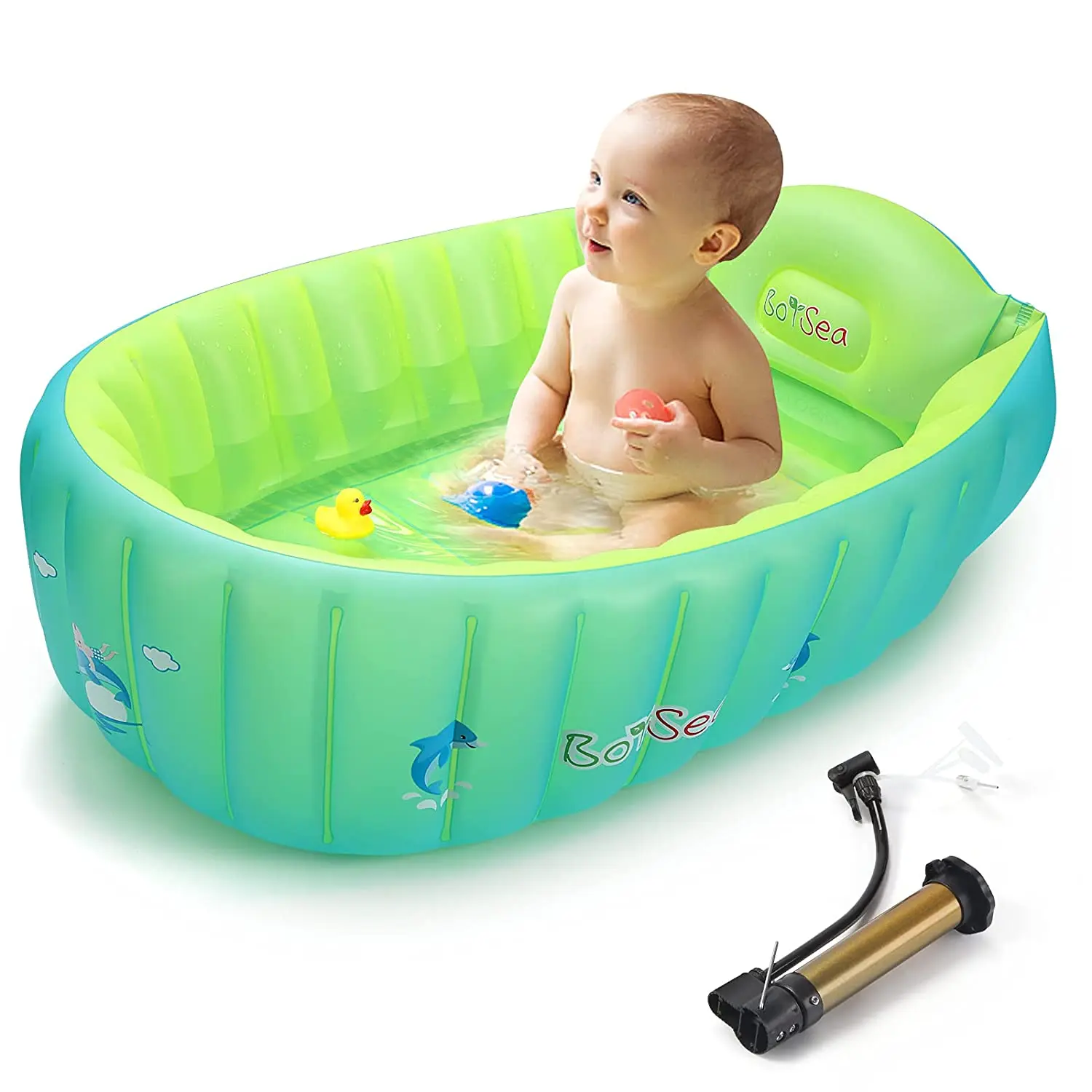 Inflatable Bathing Tub for Toddler Non Slip Safety Thick Cushion Central Seat Portable Travel Seat Baths Baby Swimming Pool
