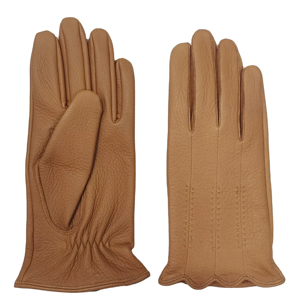 Nice New Fashion High Quality Lady Style No Lining Elastic on Palm  Full Finger Real Deerskin Original From USA  Leather Gloves