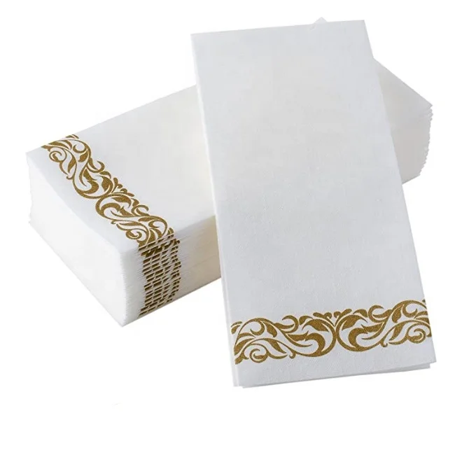 Золото бумажные салфетки для вечеринок золотистого