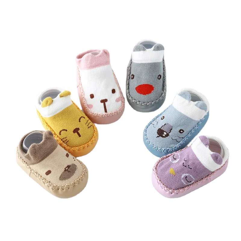 Новинка от производителя Осенняя обувь для прогулок с мультяшными животными носки и детские из чесаного хлопка детей 0-1-3 лет
