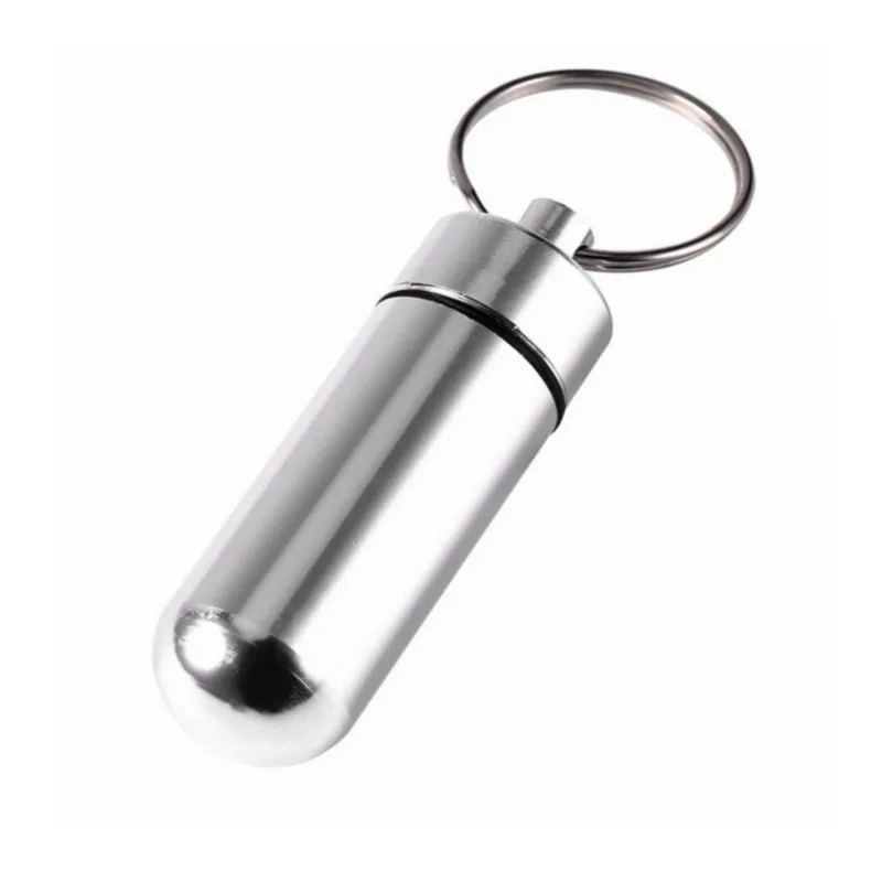 Aluminum Keychain Pill Holder Medicine Container with Key Ring Making It a Travel Pill Box Case