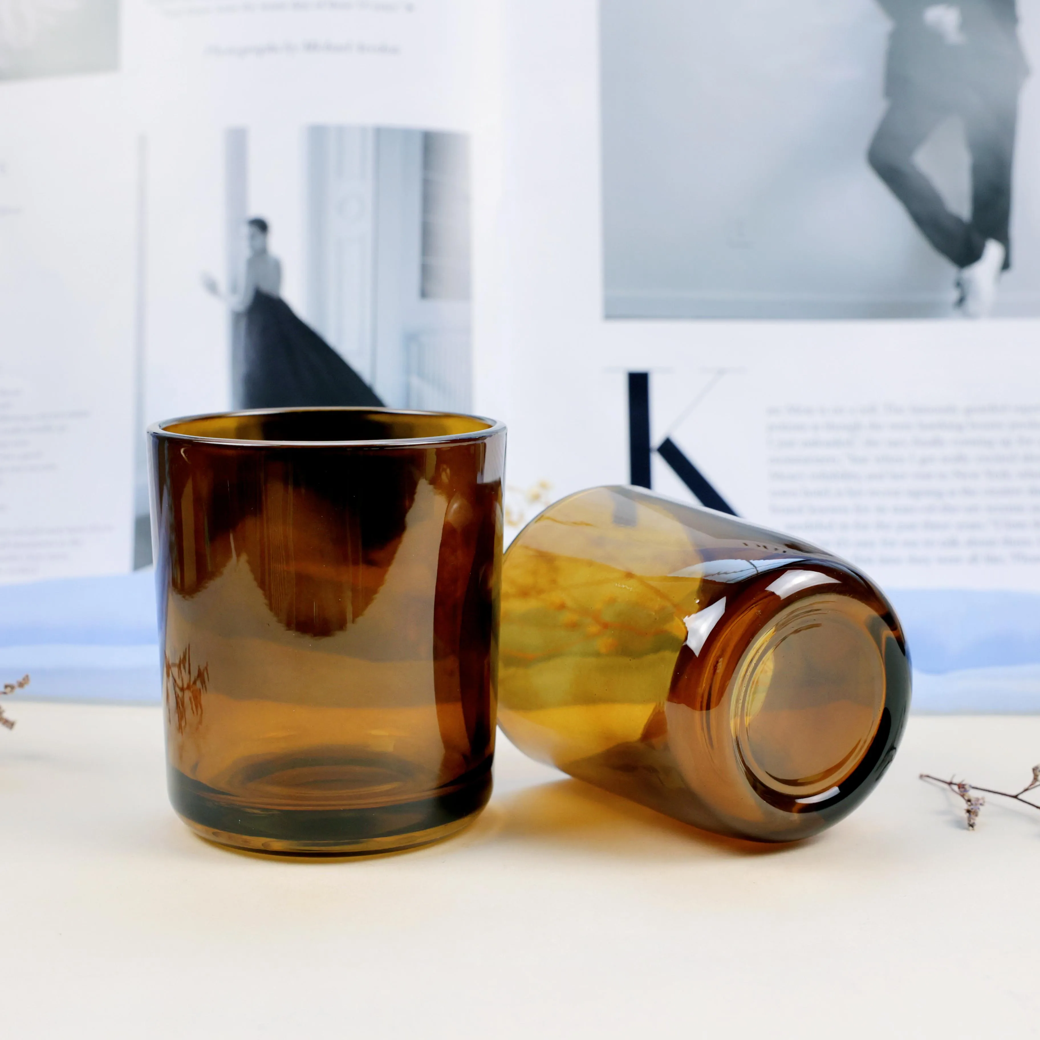 Wholesale Amber 12oz Glass Candle Jars And Bottles For Scented Candle Contain