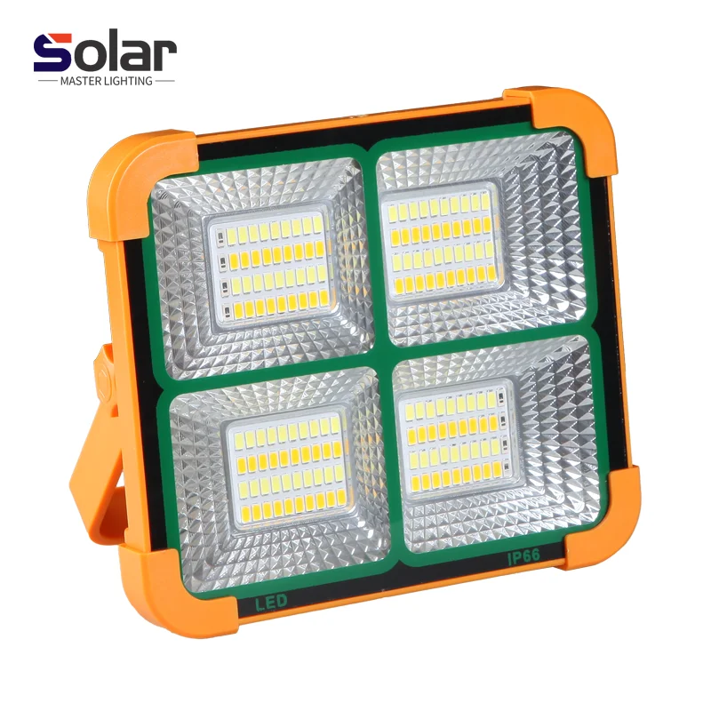 100W 200w New Arrival Portable Outdoor Rechargeable Camping Projector Lamp IP67  LED Solar Flood Light