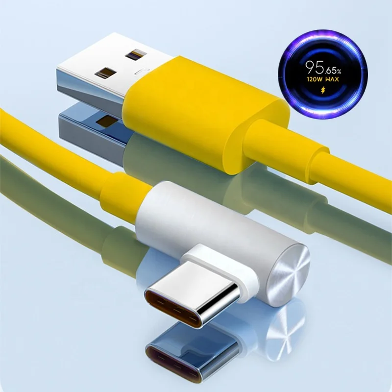 120W 90 Degree USB Type C Fast Charging Cable For Xiaomi Mi 12 Poco F4 GT X4 Pro 5G Blackshark 5Pro Redmi K50 Type-C Data Cord