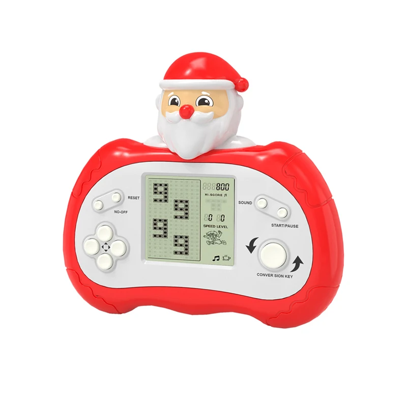 QS Hot Selling Kids Cartoon Christmas Theme Game Toys Plastic Animal Mini Handheld Game Machine Set Toys With Children Gift