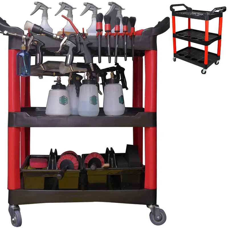 Car Beauty Removable Cart 3 Shelf Tool Cart Tool Garage Tool Cart Trolley With Wheels