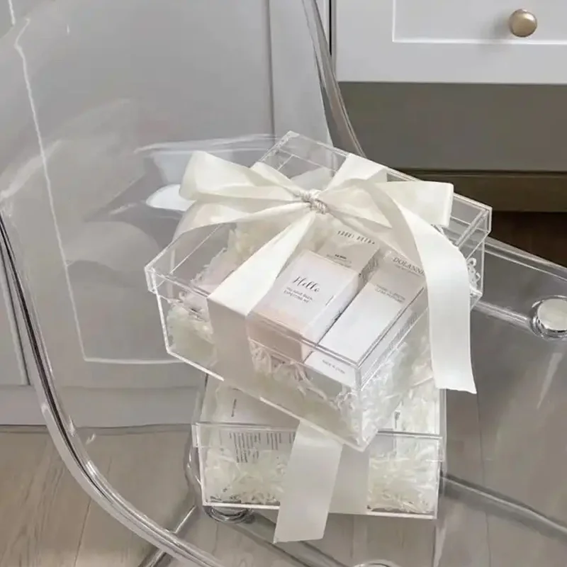 Personalised OEM Wholesale Custom Logo Transparent Square Exquisite Acrylic Box Chocolate Candy Perfume Gift Box