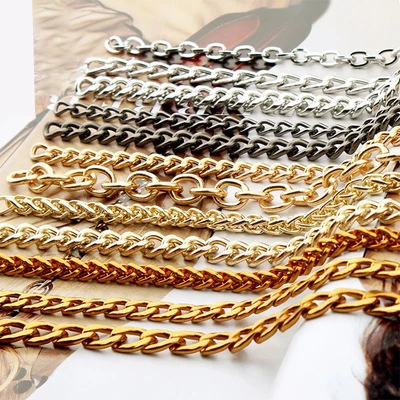 High Quality Metal Brass Handbag Chains for Bags Accessories Purse Shoulder Handbag Chain Strap Curb Black Metal Lady Chains Bag