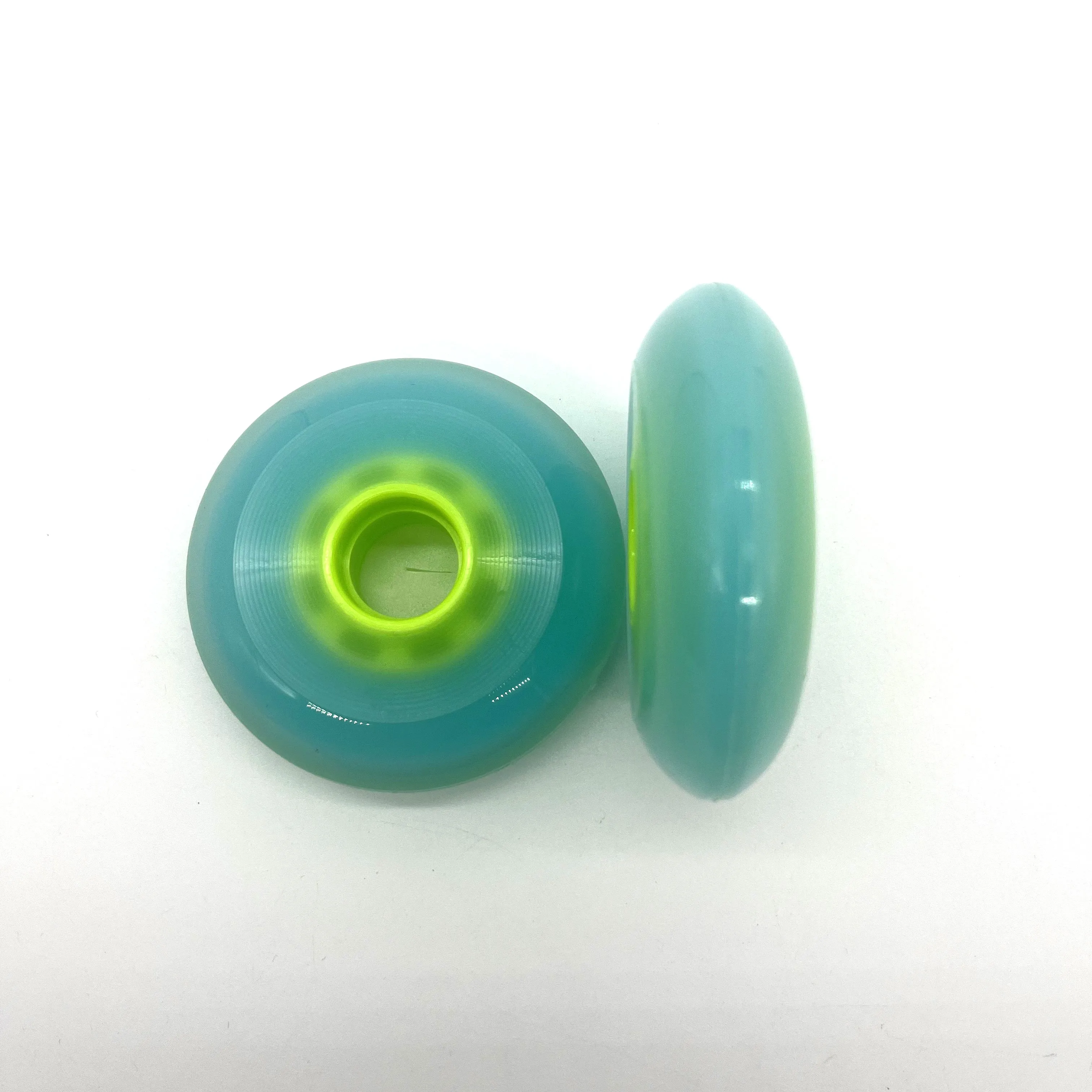 Factory Sale OEM 74A 76A soft hardness super durable high rebound PU casting 80mm double layer speed wheel roller hockey