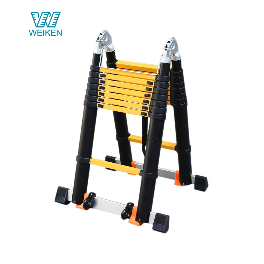Ladder Manufacturers Black and Yellow Telescopic Ladder Joint Extension Aluminum Ladder Material
