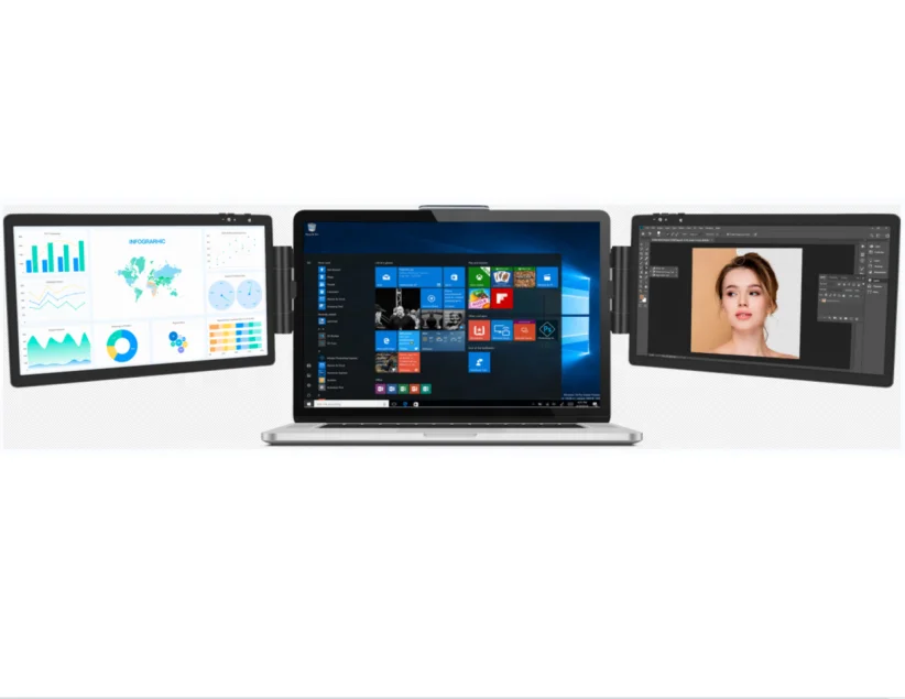 Factory wholesale price Triple Portable Monitor 12 inch double 1920*1080px lcd for multi-display Etc dual screen for laptop