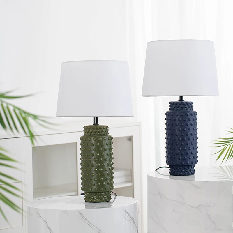 Nordic decoration vintage table night lamp creative design green blue ceramic nightstand side bed lamp
