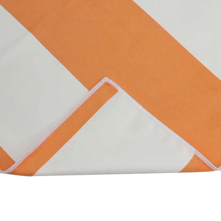 Recycled Hot Sale Sand Free Soft Striped Cabana Custom Printed Microfibre Beach Towel With Mesh Bag