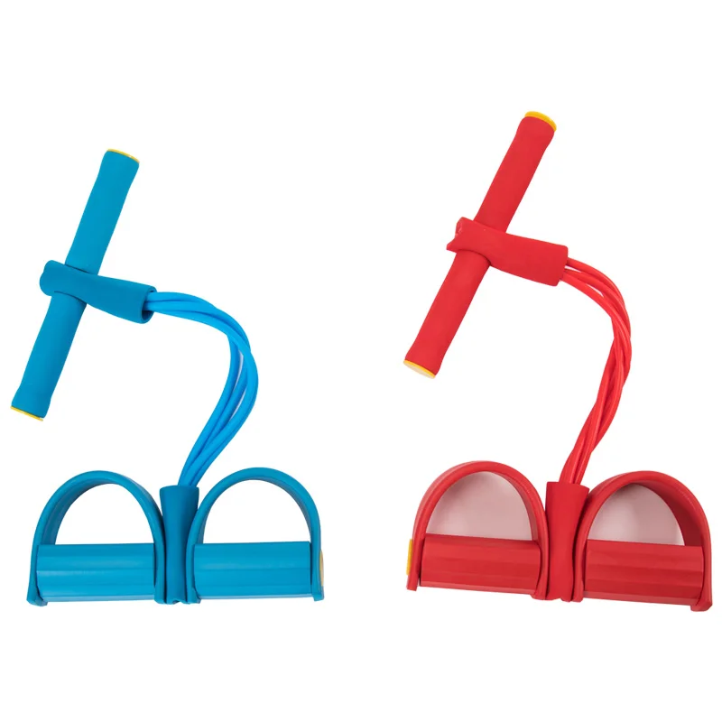 2024 Design Foot Pedal 4-Tube Resistance Band  Elastic Pull Back Sit Up Rope Pull Rope Abdominal Exerciser