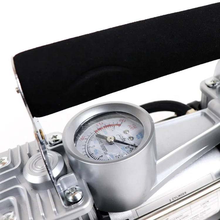 Air Compressor Tire Inflator Portable Double Cylinder Tire Inflator Tire Pump with Air Gauge for Car Bicycle Balls 12V dc