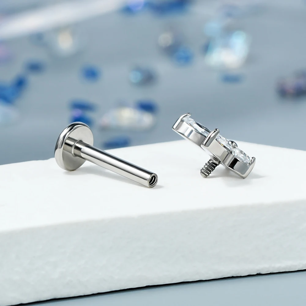 Toposh Circon Rock ASTM F136 g23 labret безналитные Кольца Для Пирсинга Ушей