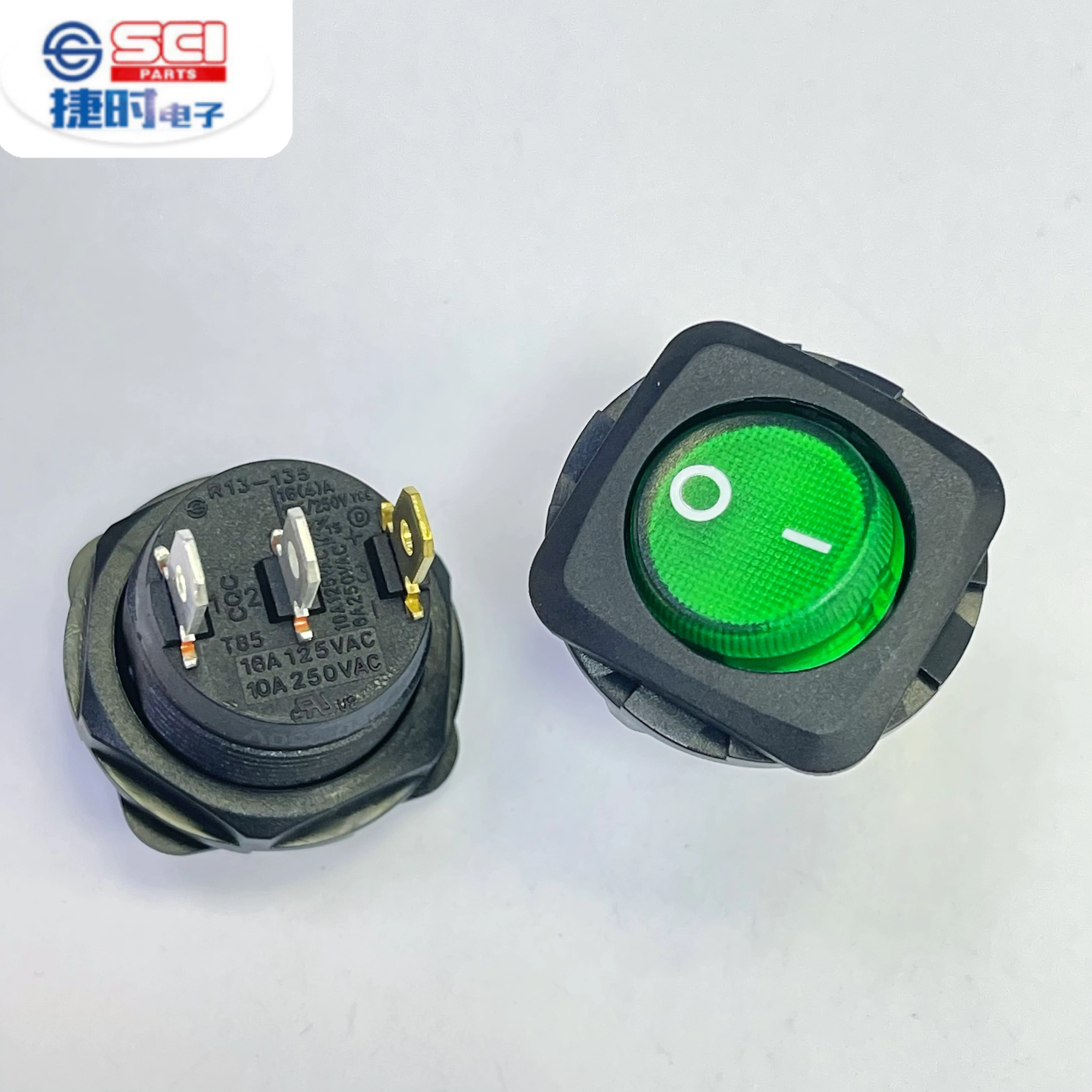 SCI ROCKER SWITCH Hot Sale  CQC R13-135B on-off green screw type 10a 16a T85 rocker switch