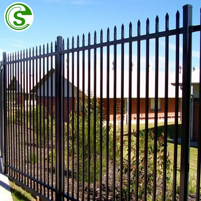 Wrought iron metal fence spikes galvanized steel protective fencing