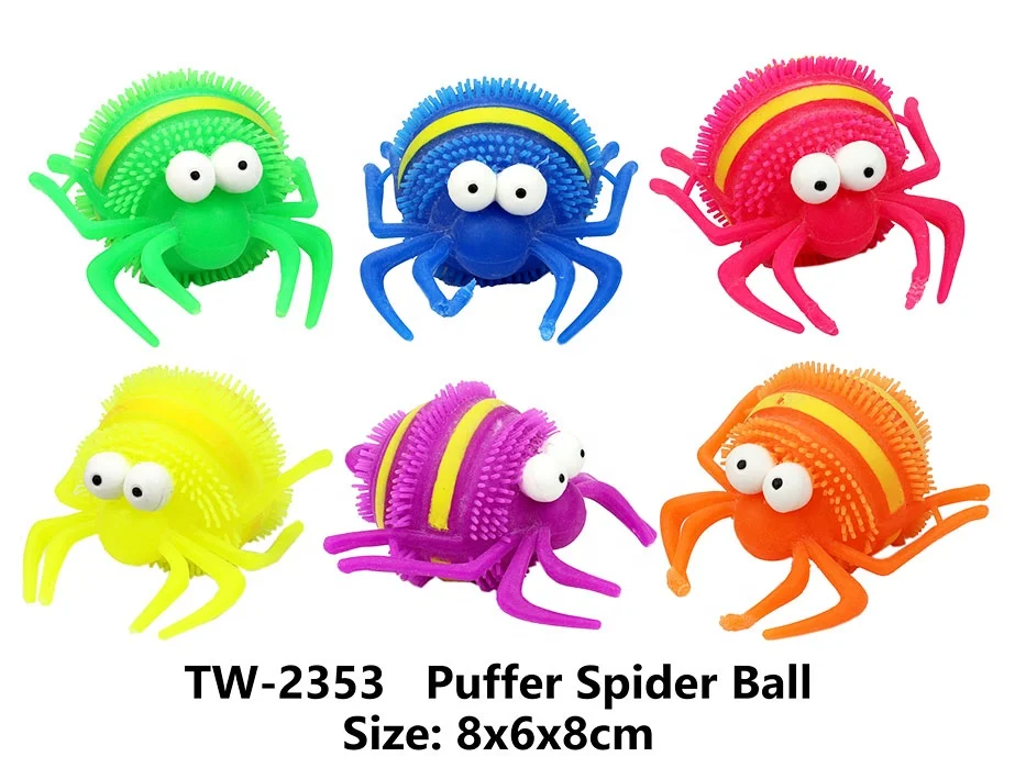 Halloween Fidget toys funny  PUFFER  ANIMAL TOYS   TPR puffer spider ball toys