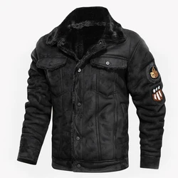 Winter Men Suede Bomber Jacket Custom Faux Leather Jacket New Style Fashion for Men Zipper up Brown Synthetic Leather Shell 100