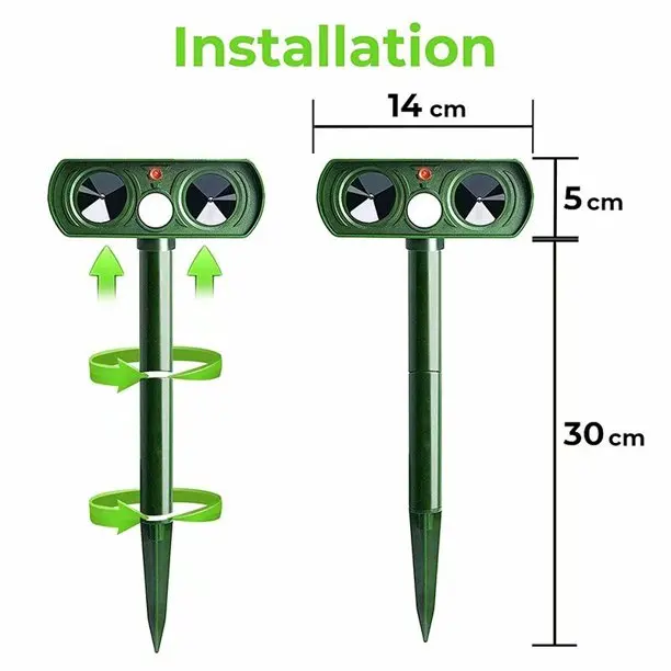 Outdoor Solar Animal Repellent Ultrasonic Cat Dog Repellent Solar Powered Waterproof Animal Deterrent for Garden Yard