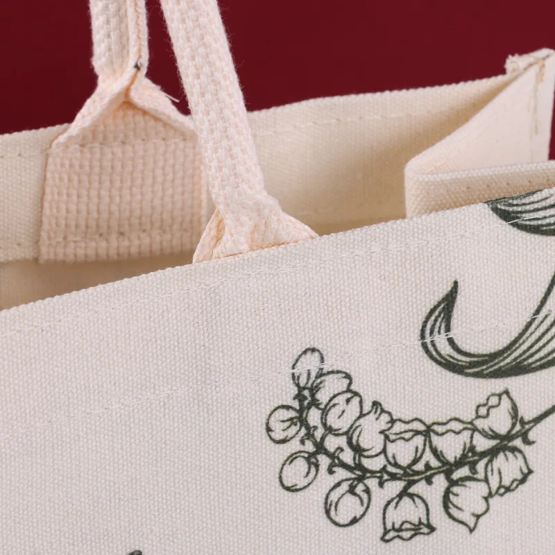 Custom Printed coated  canvas bag cotton portable large capacity tote bag interior waterproof handbag