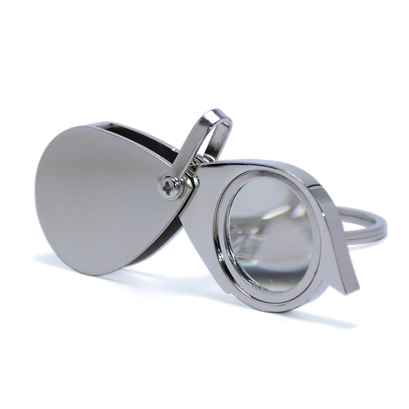 15X Magnifier Keyring Promotional Souvenir Gifts Alloy Hand Holding Key Chain Ring Holder Metal Mini Magnifying Glass Keychain