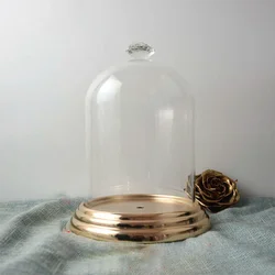 glass dome bell jar with metal base
