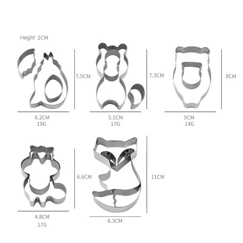 Animal Cookie Cutter 430 Stainless Steel Cookie Cutter Molds Set Bear Fox Tmall