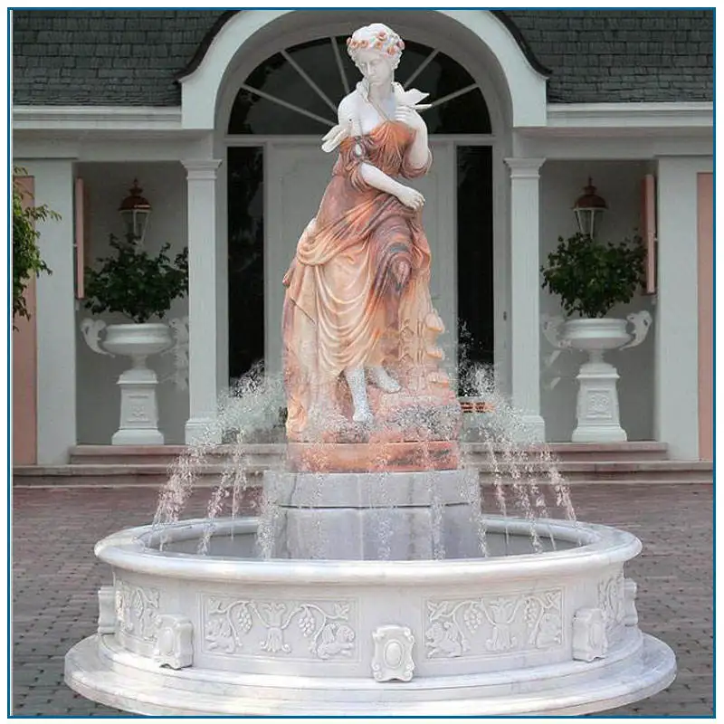 Outdoor Garden Decoration Stone Marble Sitting Buddha Statue Waterfall Water Fountain For Sale