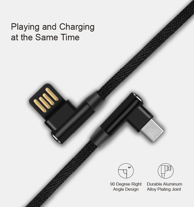
Dual Mini 90 Degree Right Angle And Nylon Braided Micro Type-c 8-pin Usb Cable 