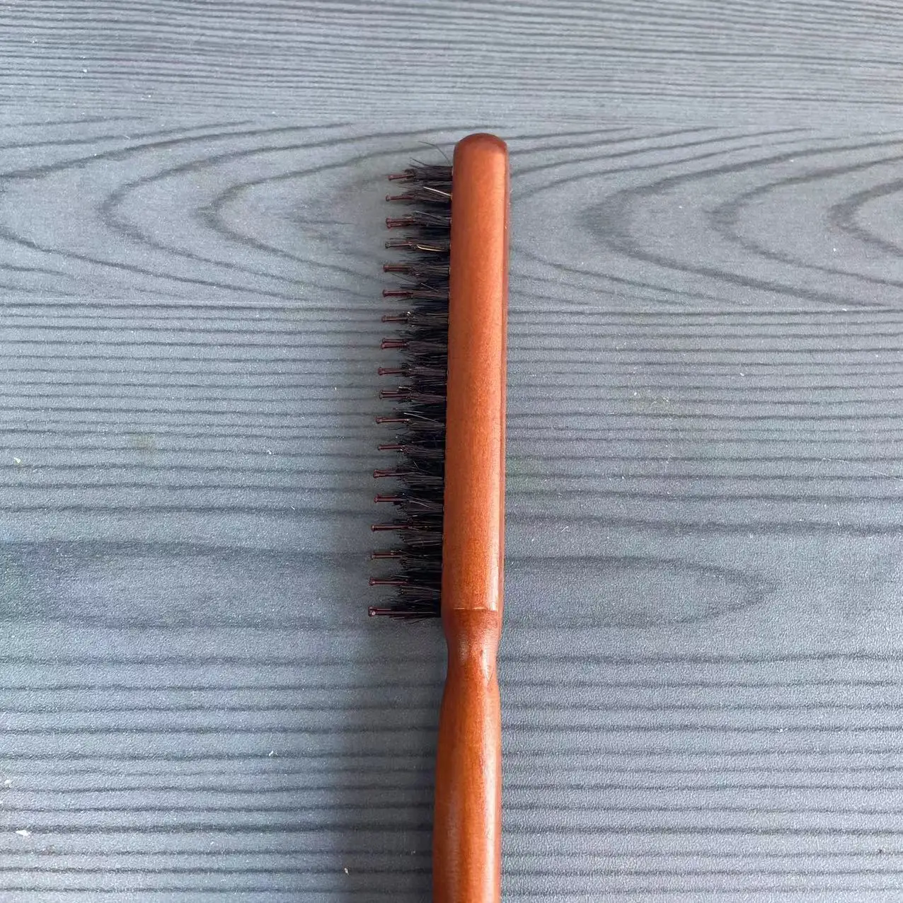 Flat Wood Comb Professional Nylon Bristle Three Row Brush Lotus Wood Bristle Hair Male Beard Brush Customized Logo