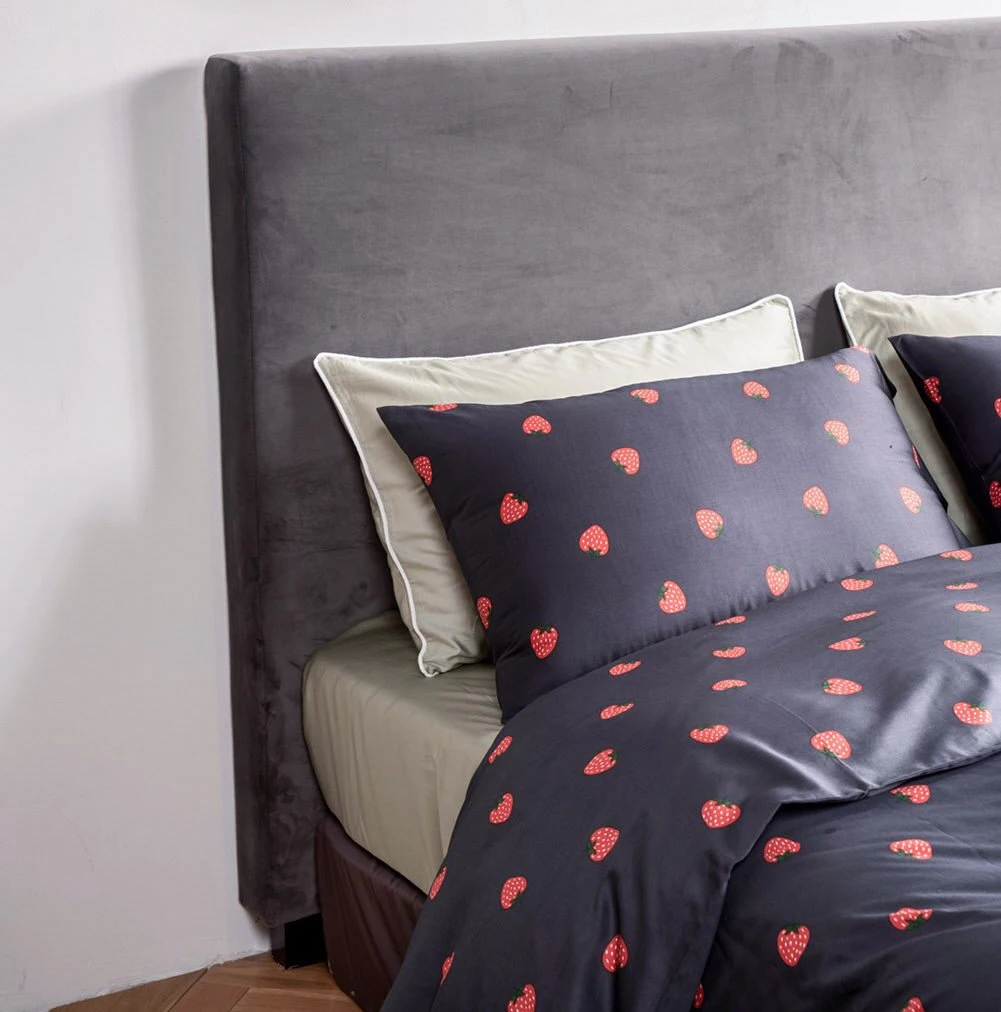 60S cotton Small strawberry print bed linen bedding sets queen king size luxury bed linen set comforter bedding sets