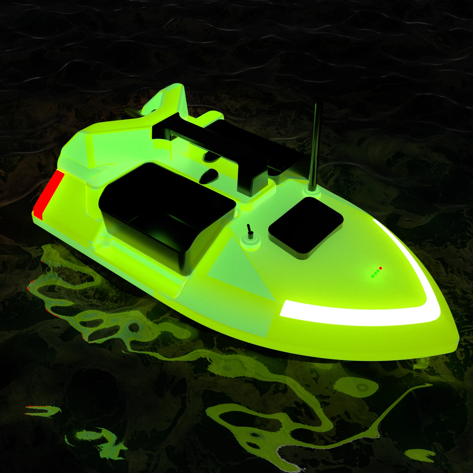 V020 40 Points GPS Self-Illuminating RC Fishing Bait Boat 500M Auto Return Triple Bin 4.4lb Baiting Loading For Night Fishing