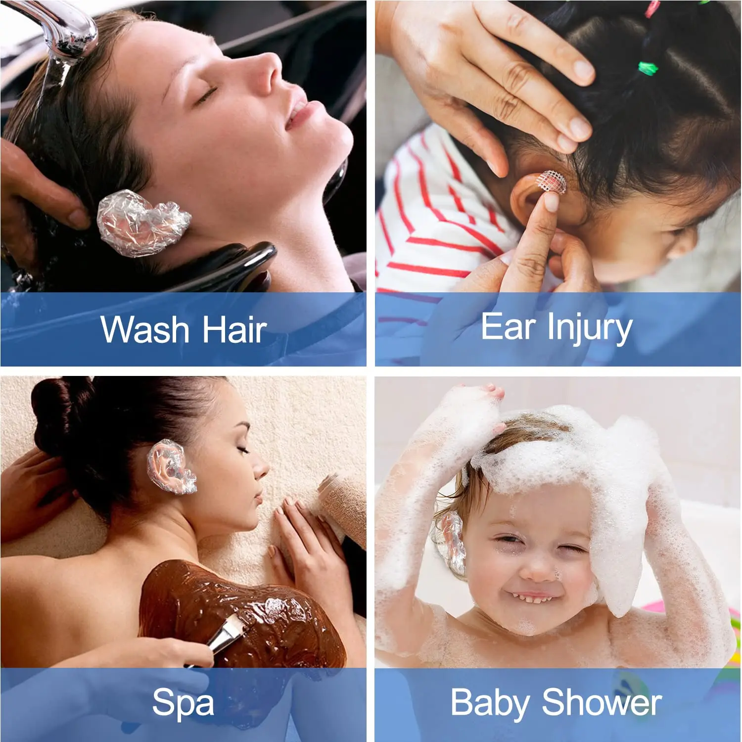 Hot 100PCS Plastic PP Food Cover Waterproof Shower Caps Hair Large Disposable Hair Caps for Shower Coloring Home Hotel Travel