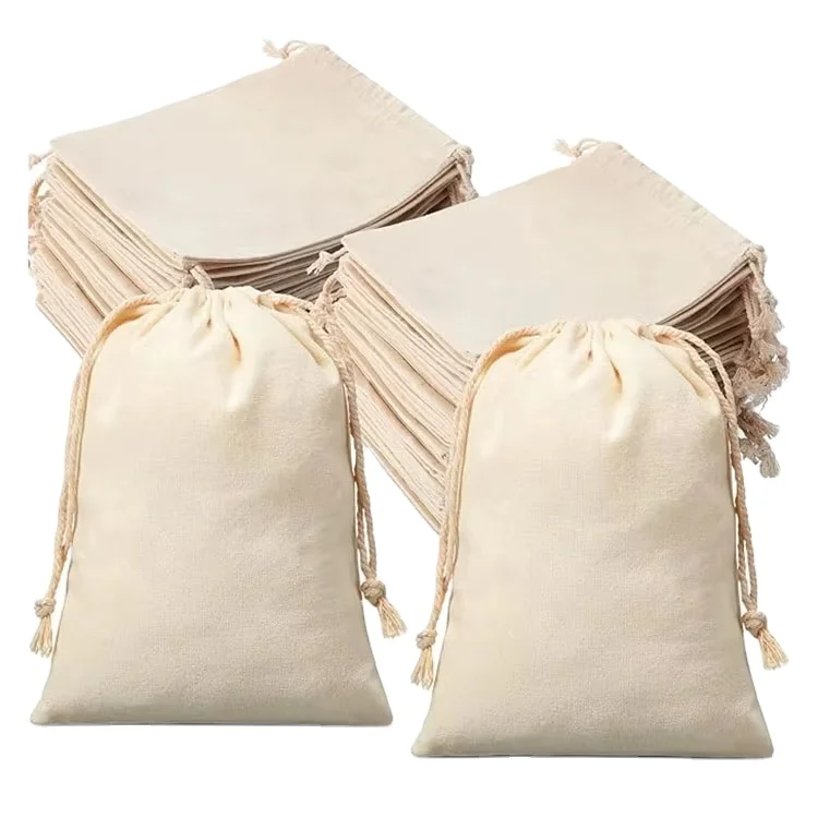 Wholesale Customized Promotional Organic Canvas Cotton Drawstring Backpack Draw String Bags