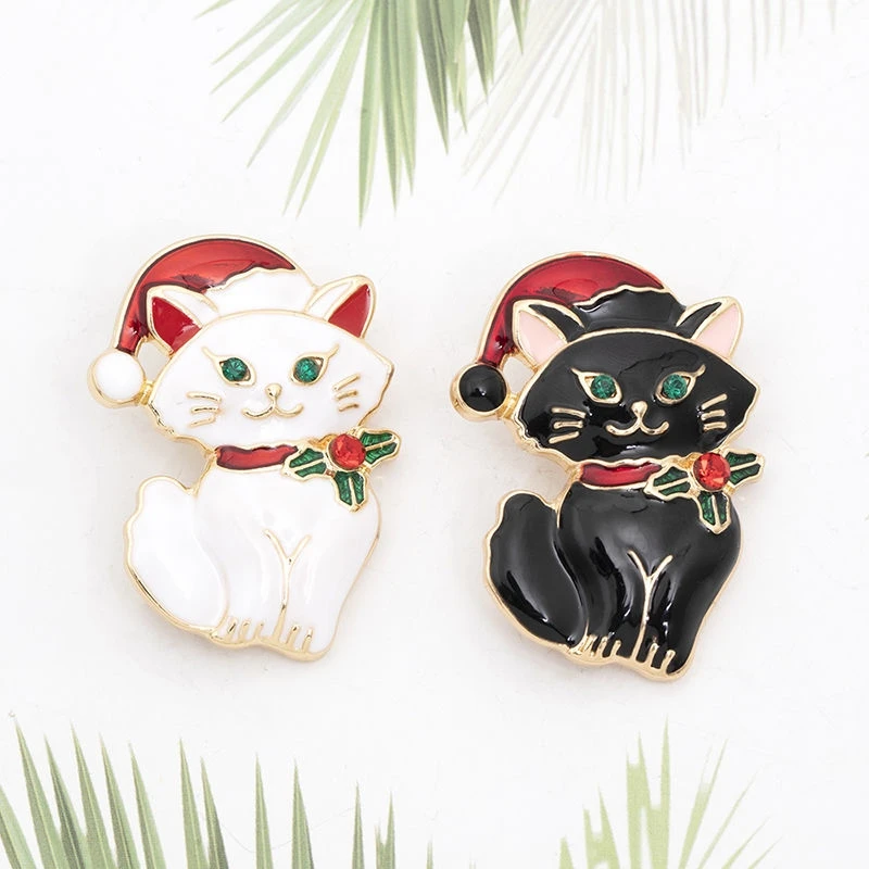 Kawaii Black And White Cat Enamel Pin Anime Brooch Fashion Clothing Accessories Christmas Gift