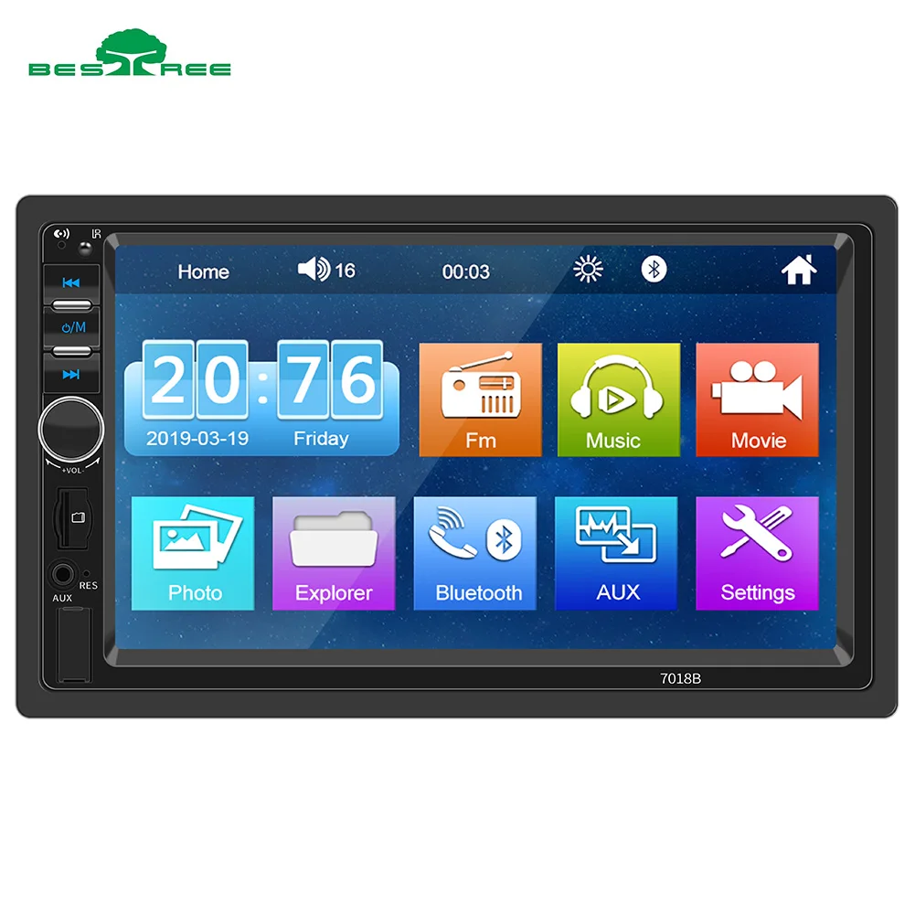 Bestree 7 inch touch screen Car dvd mp5 Player one 1 din radio media Audio Stereo universal Mirror link car radio 2 din